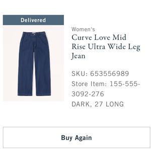 Curve Love, Mid Rise, Ultra Wide Leg Jean NWT - size 27L (run a little big)